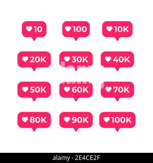 Social media love or like notification icon. Stock Vector