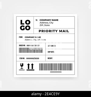 Shipping barcode sticker label template. Stock Vector