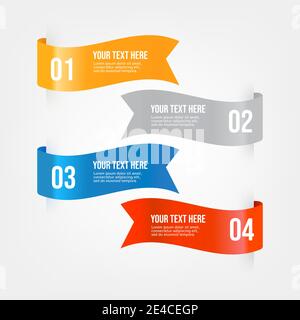 Set of ribbons Infographic banner. Colored ribbon labels with a set of steps. Stock Vector