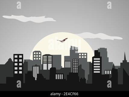 City Landscape Buildings and Architecture Silhouette Vector Background Collage Set. Illustration in Simple Geometric Flat Style Design Stock Vector