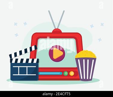 watching movie concept vector illustration in flat style Stock Vector