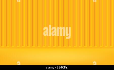 Yellow cargo container background, product display with copy space for display of content design. Stock Vector