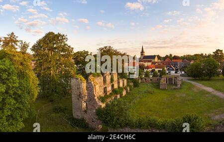 Germany, Thuringia, Ilmenau, Gehren, ruin, church, city, trees Stock Photo