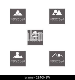 Set Mountain icon Logo Template Vector illustration design Stock Vector