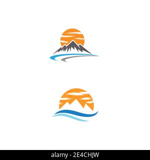 Mountain icon Logo Template Vector illustration design Stock Vector