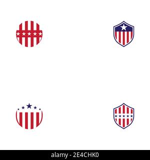 Set Flag american vector icon illustration design template Stock Vector