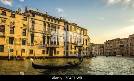 Venice during Corona times without tourists, the empty Grand Canal Stock Photo