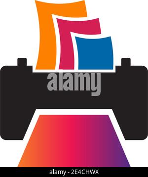 Printer icon logo design vector template Stock Vector