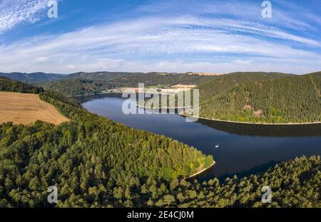 Germany, Thuringia, Neidenberga, Hohenwartestausee, landscape, aerial picture, panorama Stock Photo