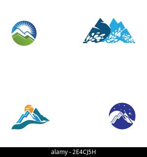Set Mountain icon Logo Template Vector illustration design Stock Vector