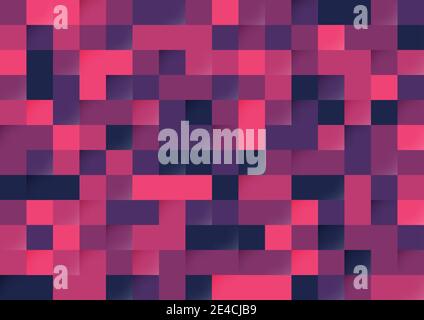 Abstract violet and pink color pixel seamless background. Modern style pattern. Stock Vector