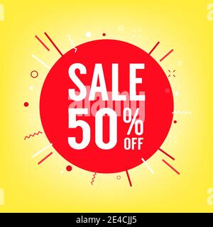 50% off sale tag. Sale of special offers. Discount with the price is 50%. Stock Vector