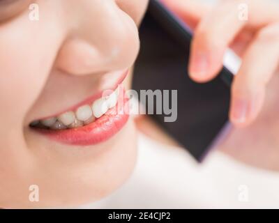 Young women calling with smile Stock Photo