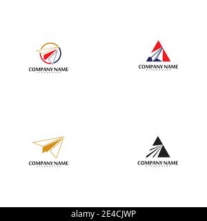 Set Paper plane logo vector illustration template Stock Vector
