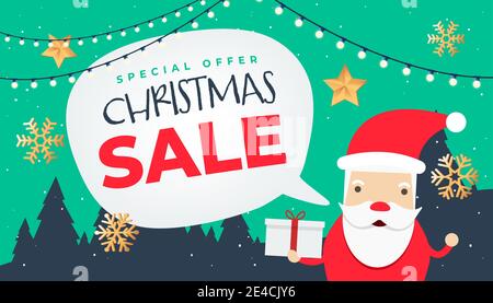 Special offer Christmas Sale banner with Santa Claus. Stock Vector