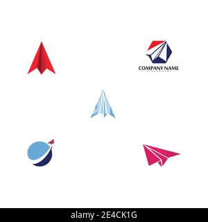 Set Paper plane logo vector illustration template Stock Vector
