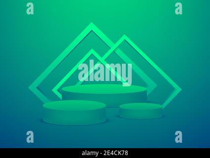 Empty podium studio green background for product display with copy ...