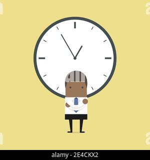 African businessman with big clock. Stock Vector