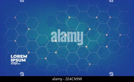 Blue geometric vector hexagons digital technology background. Stock Vector