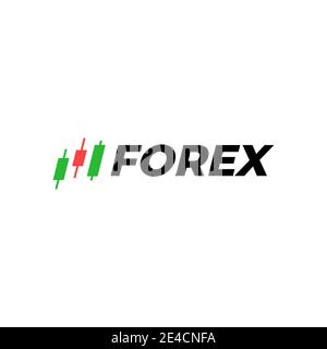 Forex Logo. Candlestick trading chart analyzing in forex logotype. Stock Vector