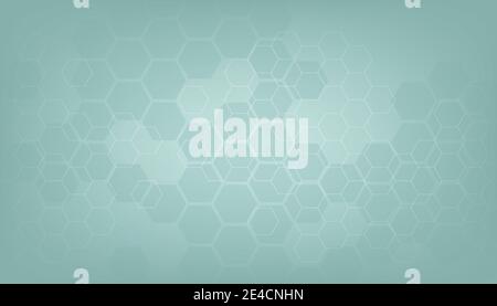 Abstract green color of healthy and medical background. Technology and science with hexagonal shape background. Stock Vector