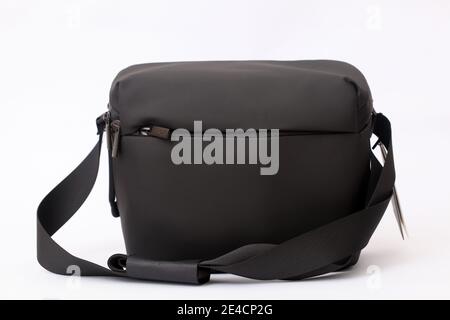 Elegant black bag isolated on white background Stock Photo