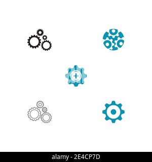 Set Gear Logo Template vector icon illustration design Stock Vector