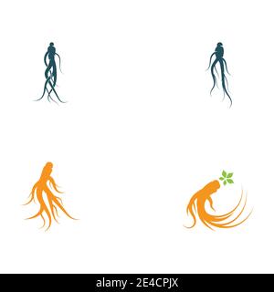 Set Ginseng Wave Logo Template vector symbol nature Stock Vector