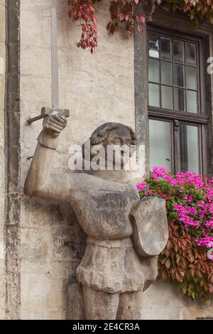 Quedlinburger Roland at the town hall, old town, Quedlinburg, Harz, Saxony-Anhalt, Germany, Europe Stock Photo
