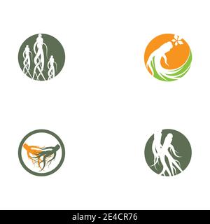 Set Ginseng Wave Logo Template vector symbol nature Stock Vector