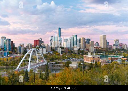 Edmonton Skyline and the North Saskatchewan River, Edmonton, Alberta, Canada Stock Photo