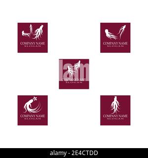 Set Ginseng Logo Template vector symbol nature Stock Vector