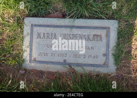 Glendale, California, USA 18th January 2021 A general view of atmosphere of actress Maria Ouspenskaya's Grave at Forest Lawn Memorial Park on January 18, 2021 in Glendale, California, USA. Photo by Barry King/Alamy Stock Photo Stock Photo