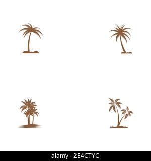 Set Palm tree summer logo template vector illustration Stock Vector