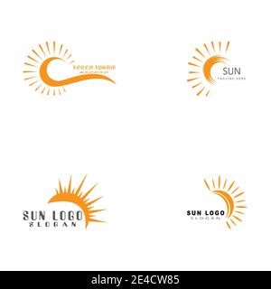 Set Sun Vector illustration Icon Logo Template design Stock Vector