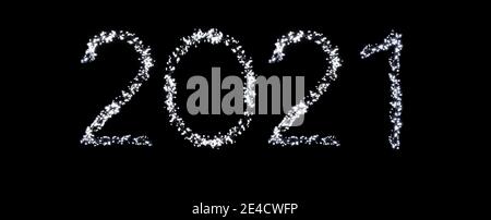 New Year 2021 as neon letters made of fairy lights Stock Photo