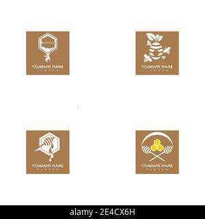 Set Honey  Logo Template Design Vector Design Concept Symbol Stock Vector