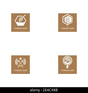 Set Honey  Logo Template Design Vector Design Concept Symbol Stock Vector