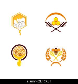 Set Honey  Logo Template Design Vector Design Concept Symbol Stock Vector