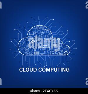 Cloud computing technology with icons on blue background vector illustration Stock Vector