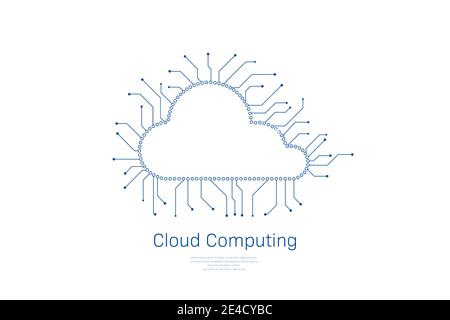 Cloud computing technology with circuit cloud on blue background vector ...