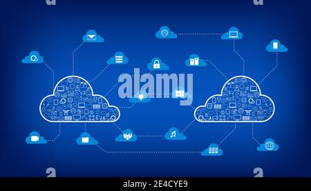 Cloud computing technology with icons on blue background vector illustration Stock Vector