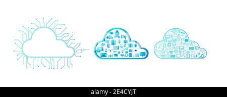 Cloud computing technology with cloud and icons vector illustration Stock Vector