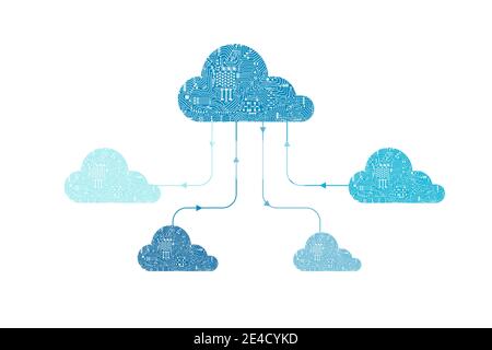Cloud computing technology with circuit cloud on white background vector illustration Stock Vector