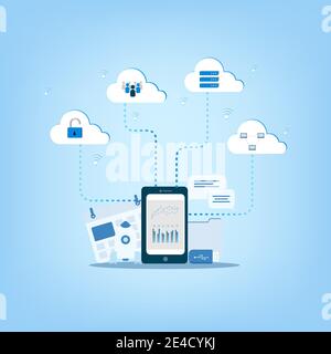 Cloud computing technology with icons on digital device vector illustration Stock Vector