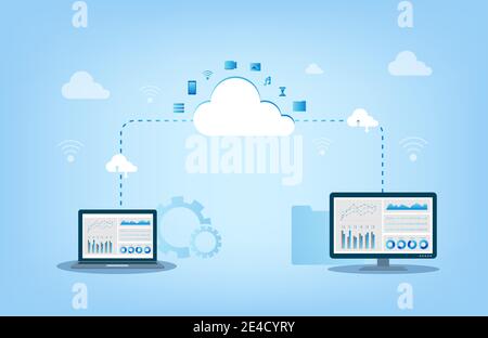Cloud computing technology with cloud icons and digital device vector illustration Stock Vector
