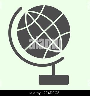 Globe solid icon. Planet Earth for schools studying glyph style pictogram on white background. World sphere on stand for mobile concept and web design Stock Vector