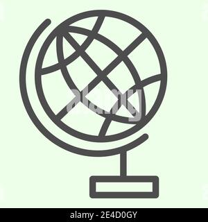 Globe line icon. Planet Earth for schools studying outline style pictogram on white background. World sphere on stand for mobile concept and web Stock Vector