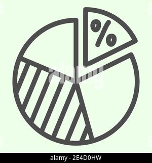 Circular diagram line icon. Pie chart with percent symbol outline style pictogram on white background. Circle business or school presentation for Stock Vector