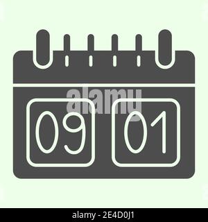School calendar solid icon. Calendar with first of September date glyph style pictogram on white background. Day of knowledge dating symbol for mobile Stock Vector